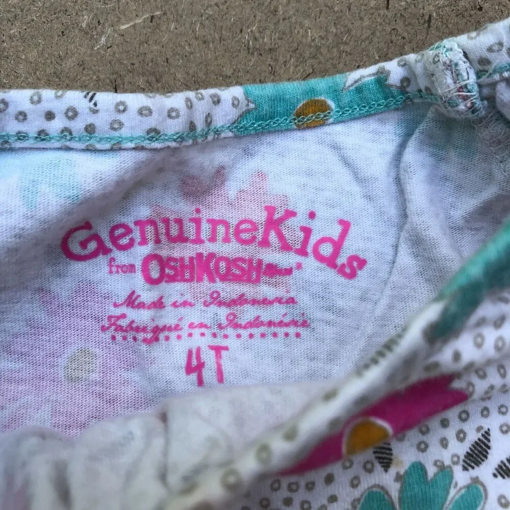 Genuine Kids from Oshkosh B'gosh Pink Gray Floral Tunic Girls Toddler 4T